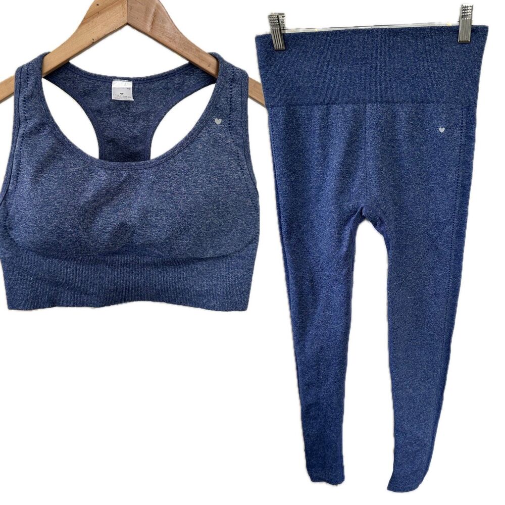 NWOT Love Fitness Essential Racerback Padded Sports Bra Seamless Leggings Set M